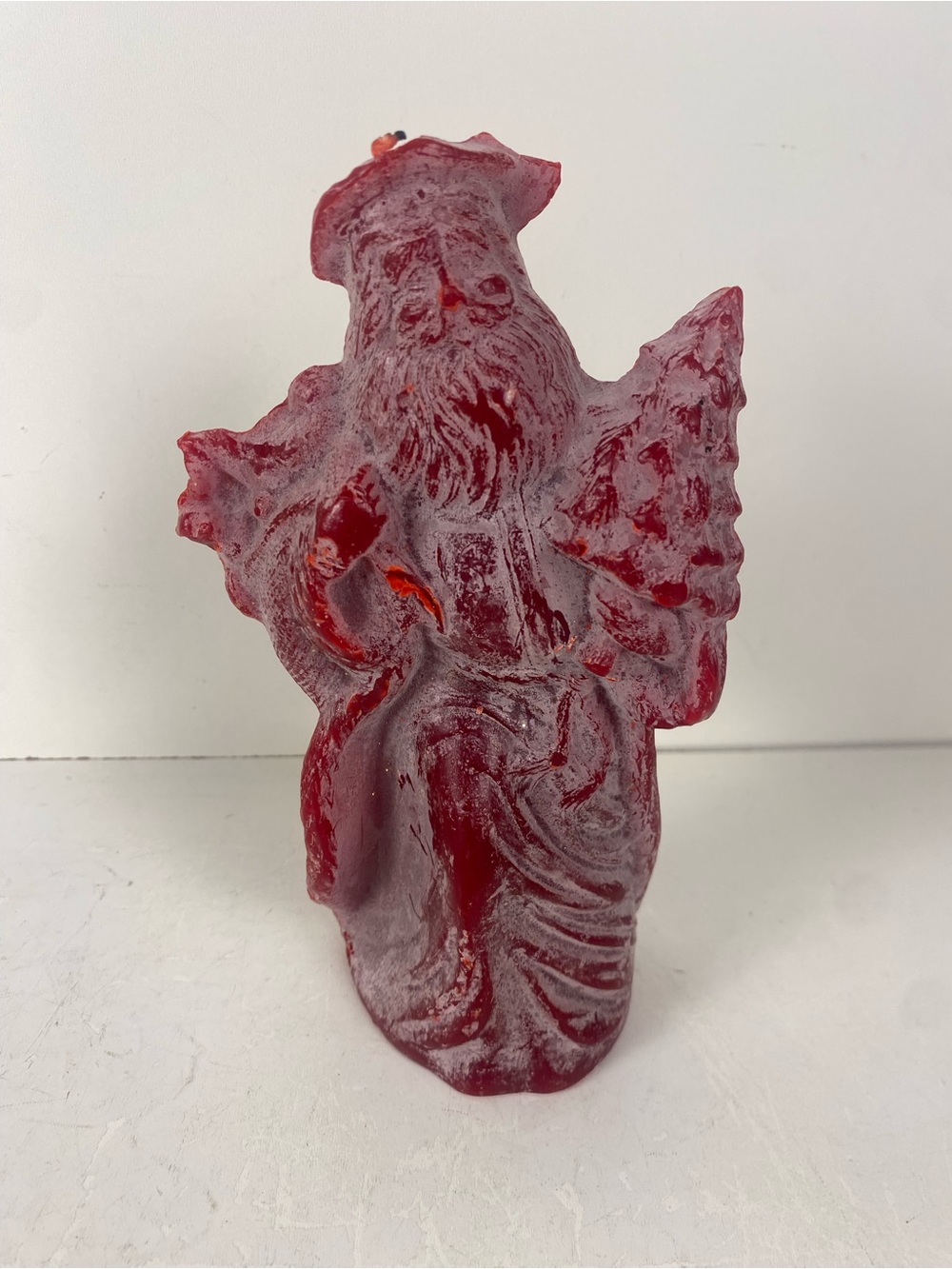 Red Santa Figurine Bees Wax Candle 
Christmas Holiday 7” Height